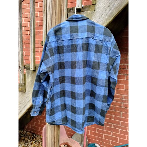 Field & Stream Flannel Shirt Mens L Blue Buffalo Check Plaid Workwear - Picture 4 of 6